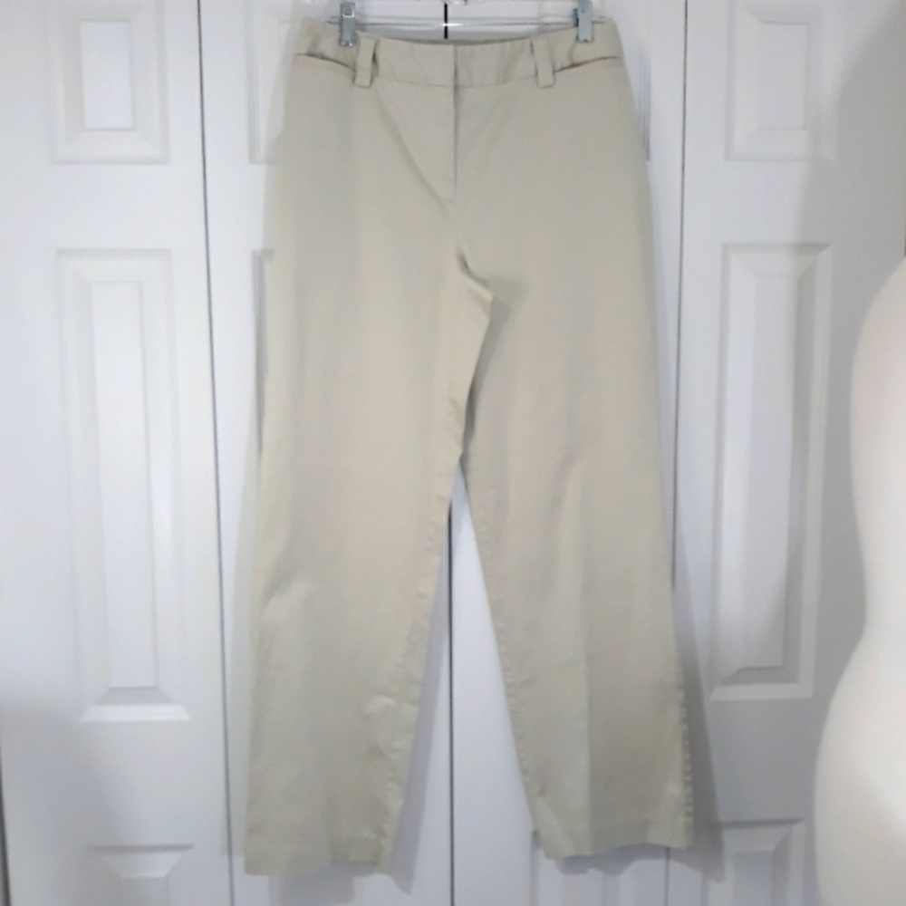 Talbots Stretch Cotton Front Zipper Dress Pants Cream Size 12